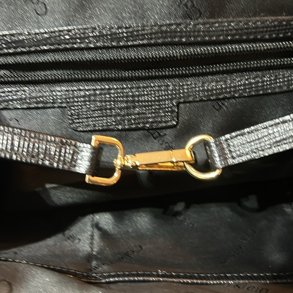 🔥SALE Calvin Klein Double Loop Handle Shoulder Tote Bag Black - Picture 9 of 10